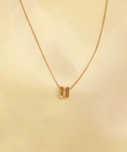 Astrid & Miyu U Initial Pendant Necklace In Gold With U 7 Astrid & Miyu U Initial Pendant Necklace In Gold With U