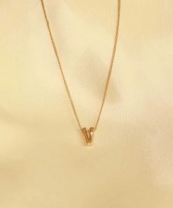 Astrid & Miyu V Initial Pendant Necklace In Gold With V