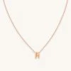 Astrid & Miyu M Initial Pendant Necklace In Rose Gold With M Pendant Necklaces