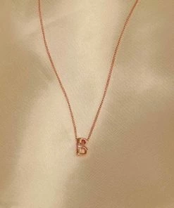 Astrid & Miyu B Initial Pendant Necklace In Rose Gold With B