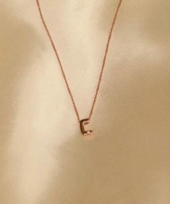 Astrid & Miyu Pendant Necklaces C Initial Pendant Necklace In Rose Gold With C