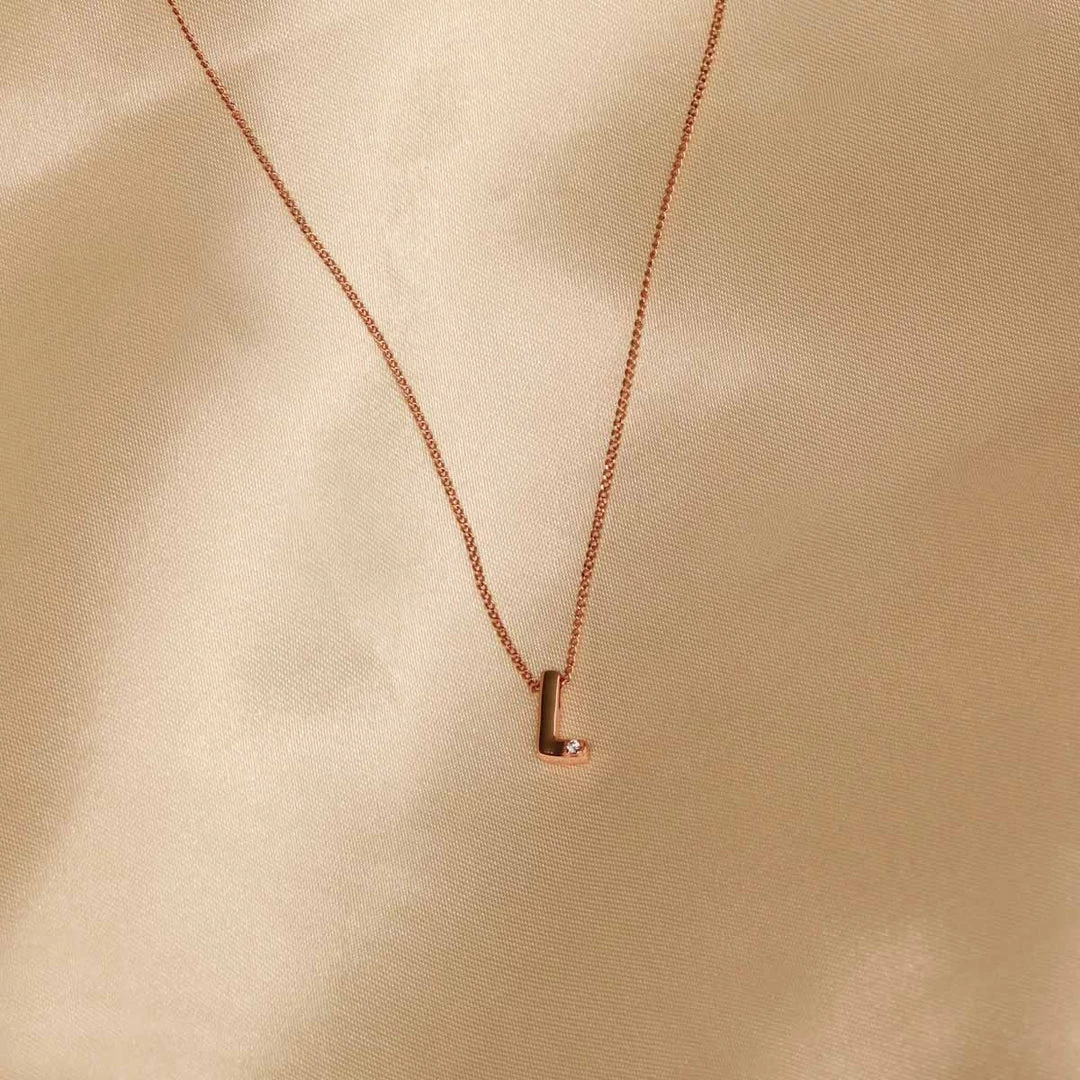 Astrid & Miyu Pendant Necklaces L Initial Pendant Necklace In Rose Gold With L 5 Astrid & Miyu Pendant Necklaces L Initial Pendant Necklace In Rose Gold With L