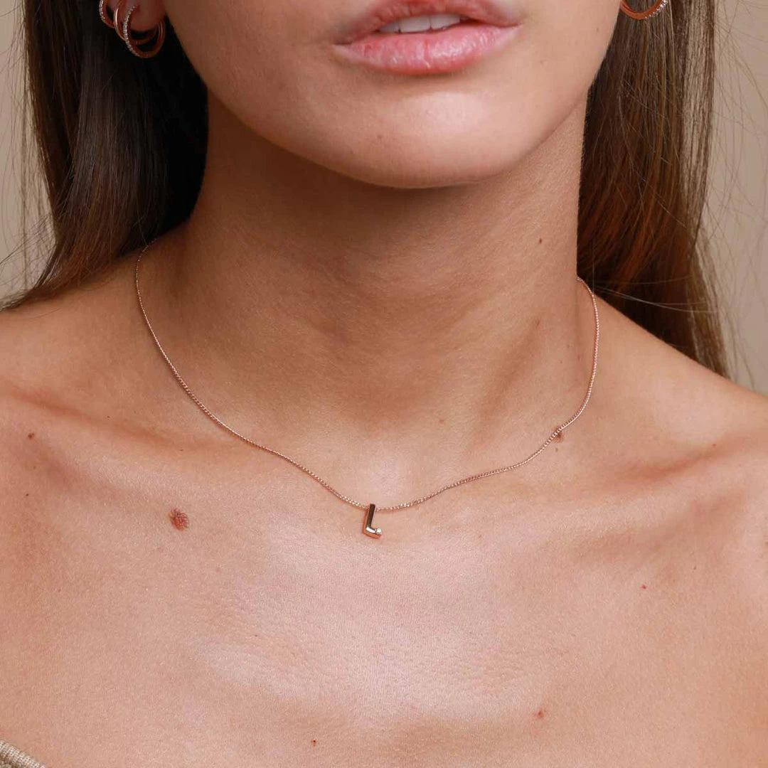 Astrid & Miyu Pendant Necklaces L Initial Pendant Necklace In Rose Gold With L 4 Astrid & Miyu Pendant Necklaces L Initial Pendant Necklace In Rose Gold With L