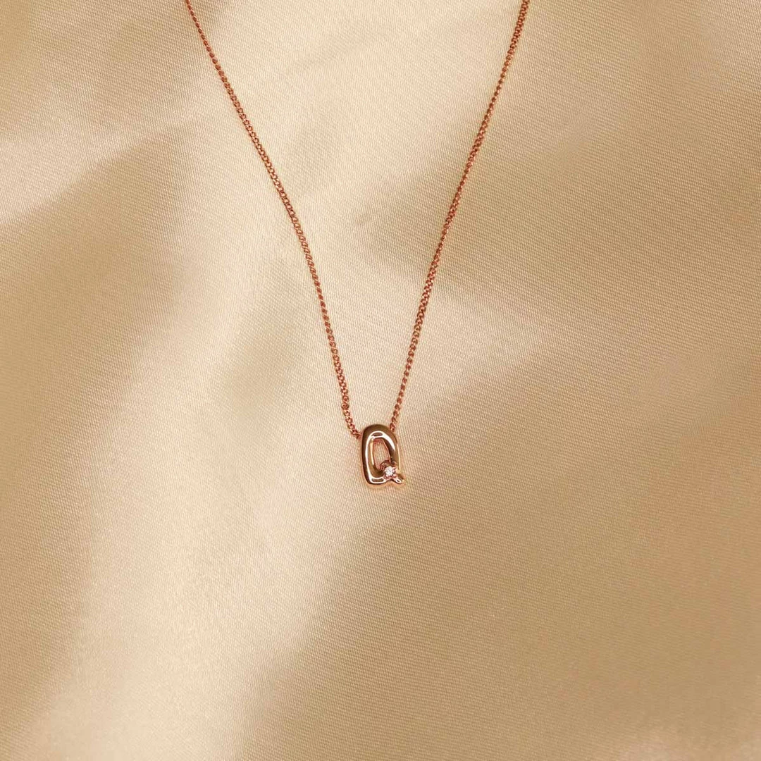 Astrid & Miyu Pendant Necklaces Q Initial Pendant Necklace In Rose Gold With Q 4 Astrid & Miyu Pendant Necklaces Q Initial Pendant Necklace In Rose Gold With Q