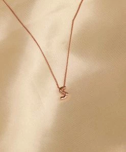Astrid & Miyu Pendant Necklaces S Initial Pendant Necklace In Rose Gold With S
