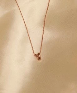 Astrid & Miyu Pendant Necklaces V Initial Pendant Necklace In Rose Gold With V