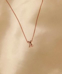 Astrid & Miyu X Initial Pendant Necklace In Rose Gold With X Pendant Necklaces