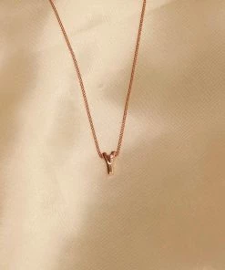 Astrid & Miyu Y Initial Pendant Necklace In Rose Gold With Y