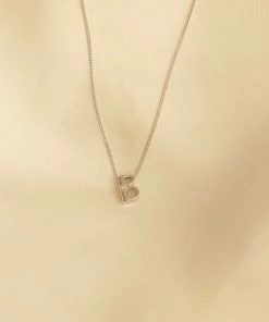 Astrid & Miyu Pendant Necklaces B Initial Pendant Necklace In Silver With B