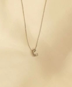 Astrid & Miyu Pendant Necklaces C Initial Pendant Necklace In Silver With C