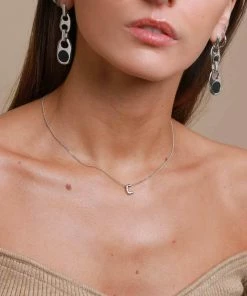 Astrid & Miyu Pendant Necklaces C Initial Pendant Necklace In Silver With C