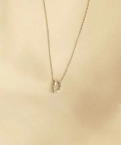 Astrid & Miyu D Initial Pendant Necklace In Silver With D