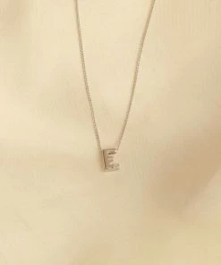 Astrid & Miyu E Initial Pendant Necklace In Silver With E 8 Astrid & Miyu E Initial Pendant Necklace In Silver With E
