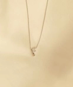 Astrid & Miyu F Initial Pendant Necklace In Silver With F