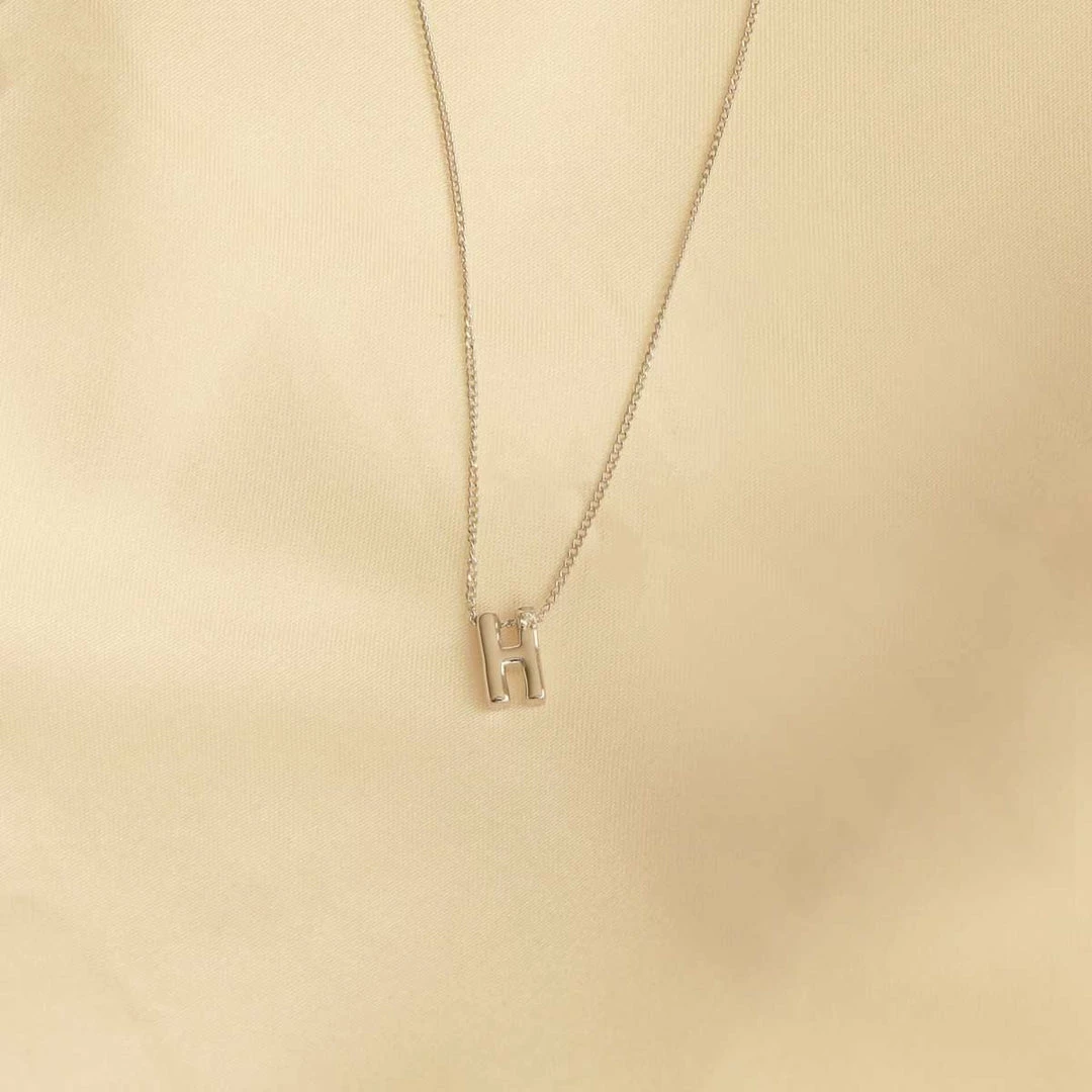 Astrid & Miyu H Initial Pendant Necklace In Silver With H Pendant Necklaces 4 Astrid & Miyu H Initial Pendant Necklace In Silver With H Pendant Necklaces