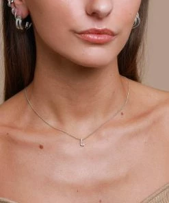 Astrid & Miyu L Initial Pendant Necklace In Silver With L