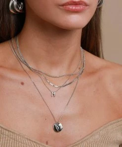 Astrid & Miyu M Initial Pendant Necklace In Silver With M