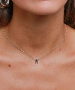 Astrid & Miyu M Initial Pendant Necklace In Silver With M