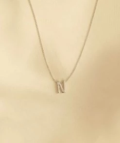 Astrid & Miyu Pendant Necklaces N Initial Pendant Necklace In Silver With N