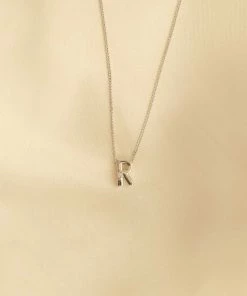 Astrid & Miyu R Initial Pendant Necklace In Silver With R Pendant Necklaces