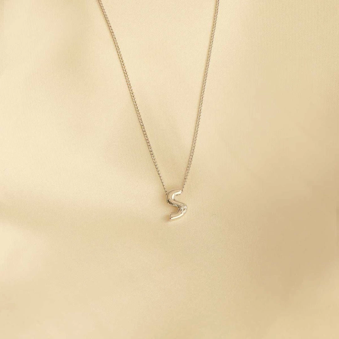 Astrid & Miyu S Initial Pendant Necklace In Silver With S 5 Astrid & Miyu S Initial Pendant Necklace In Silver With S