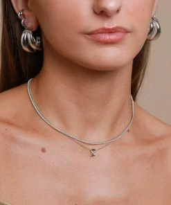 Astrid & Miyu S Initial Pendant Necklace In Silver With S 9 Astrid & Miyu S Initial Pendant Necklace In Silver With S