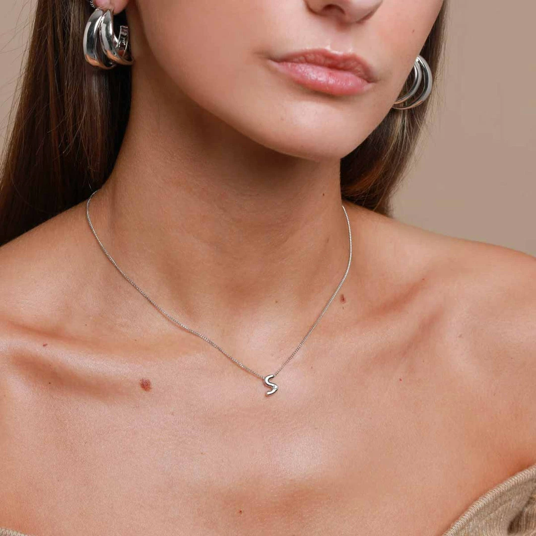 Astrid & Miyu S Initial Pendant Necklace In Silver With S 4 Astrid & Miyu S Initial Pendant Necklace In Silver With S