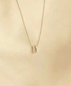 Astrid & Miyu U Initial Pendant Necklace In Silver With U