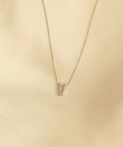 Astrid & Miyu Pendant Necklaces V Initial Pendant Necklace In Silver With V