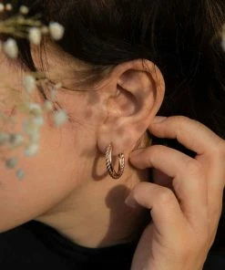 Astridandmiyu Interlocked Band Hoops In Rose Gold Sale