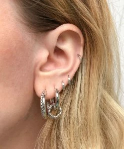 Astridandmiyu Sale Interlocked Band Hoops In Silver