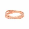 Astrid & Miyu Interlocked Rope & Plain Band Ring In Rose Gold