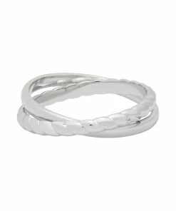 Astridandmiyu Sale Interlocked Rope & Plain Band Ring In Silver