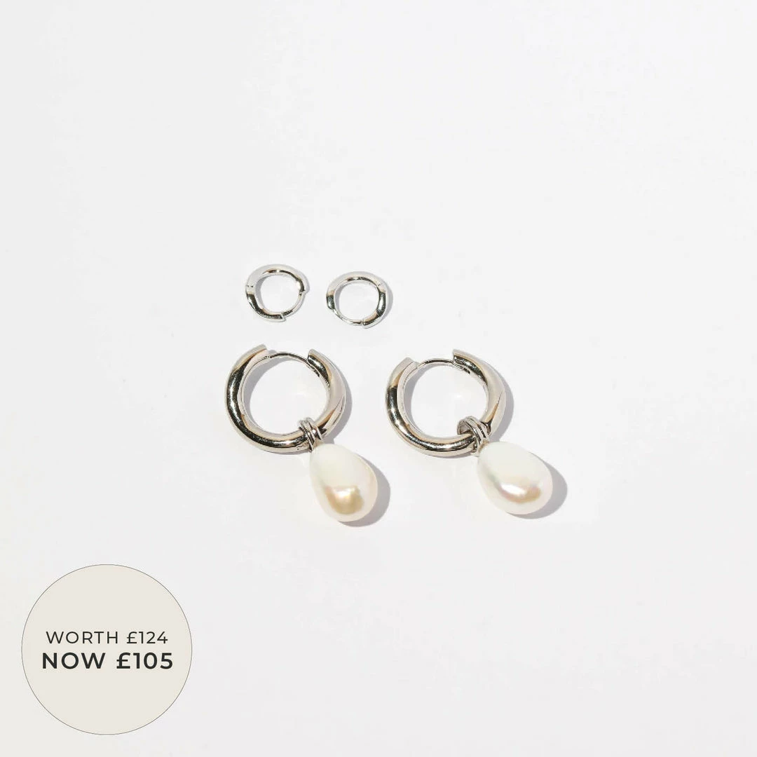 Astrid & Miyu New In Iridescent Stacking Set In Silver 3 Astrid & Miyu New In Iridescent Stacking Set In Silver