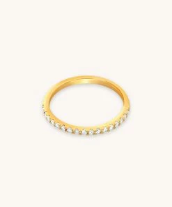 Astrid & Miyu Iridescent Crystal Ring In Gold