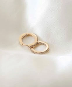 Astrid & Miyu Best Sellers Iridescent Crystal Hoops In Gold 7 Astrid & Miyu Best Sellers Iridescent Crystal Hoops In Gold