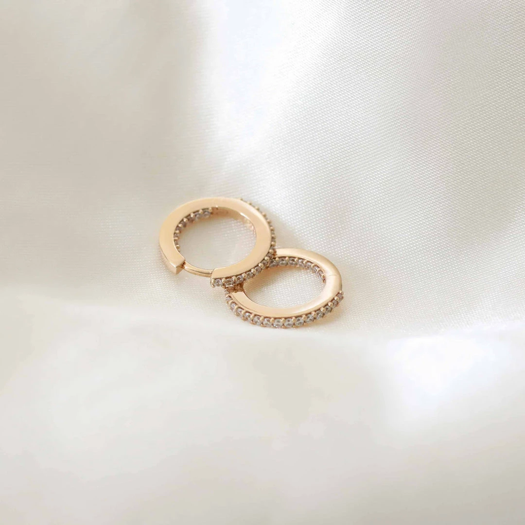 Astrid & Miyu Best Sellers Iridescent Crystal Hoops In Gold 5 Astrid & Miyu Best Sellers Iridescent Crystal Hoops In Gold