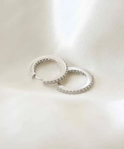 Astrid & Miyu Earrings Iridescent Crystal Hoops In Silver 8 Astrid & Miyu Earrings Iridescent Crystal Hoops In Silver