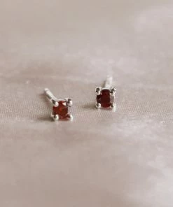 Astrid & Miyu Birthstone Earrings January Birthstone Stud Earrings In Silver With Garnet CZ 8 Astrid & Miyu Birthstone Earrings January Birthstone Stud Earrings In Silver With Garnet CZ