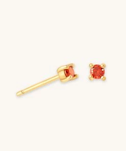 Astrid & Miyu January Birthstone Stud Earrings In Gold With Garnet CZ