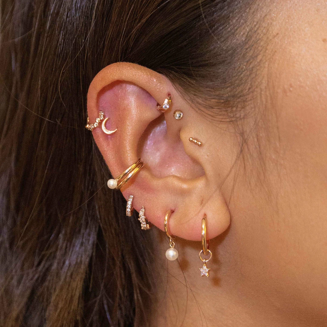 Astrid & Miyu Jewelled Crystal Hoop 6.5mm In Rose Gold 6 Astrid & Miyu Jewelled Crystal Hoop 6.5mm In Rose Gold