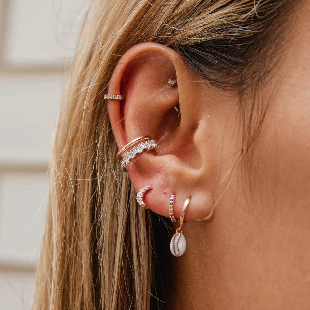 Astrid & Miyu Jewelled Crystal Hoop 6.5mm In Rose Gold 4 Astrid & Miyu Jewelled Crystal Hoop 6.5mm In Rose Gold