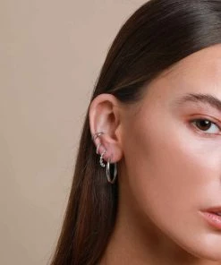 Astrid & Miyu Jewelled Hoop 8mm In Silver