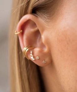 Astridandmiyu Jewelled Star Barbell In Gold