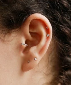 Astridandmiyu Sale Jewelled Star Barbell In Silver