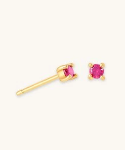 Astrid & Miyu Birthstone Earrings July Birthstone Stud Earrings In Gold With Ruby CZ