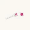 Astrid & Miyu July Birthstone Stud Earrings In Silver With Ruby CZ Birthstone Earrings