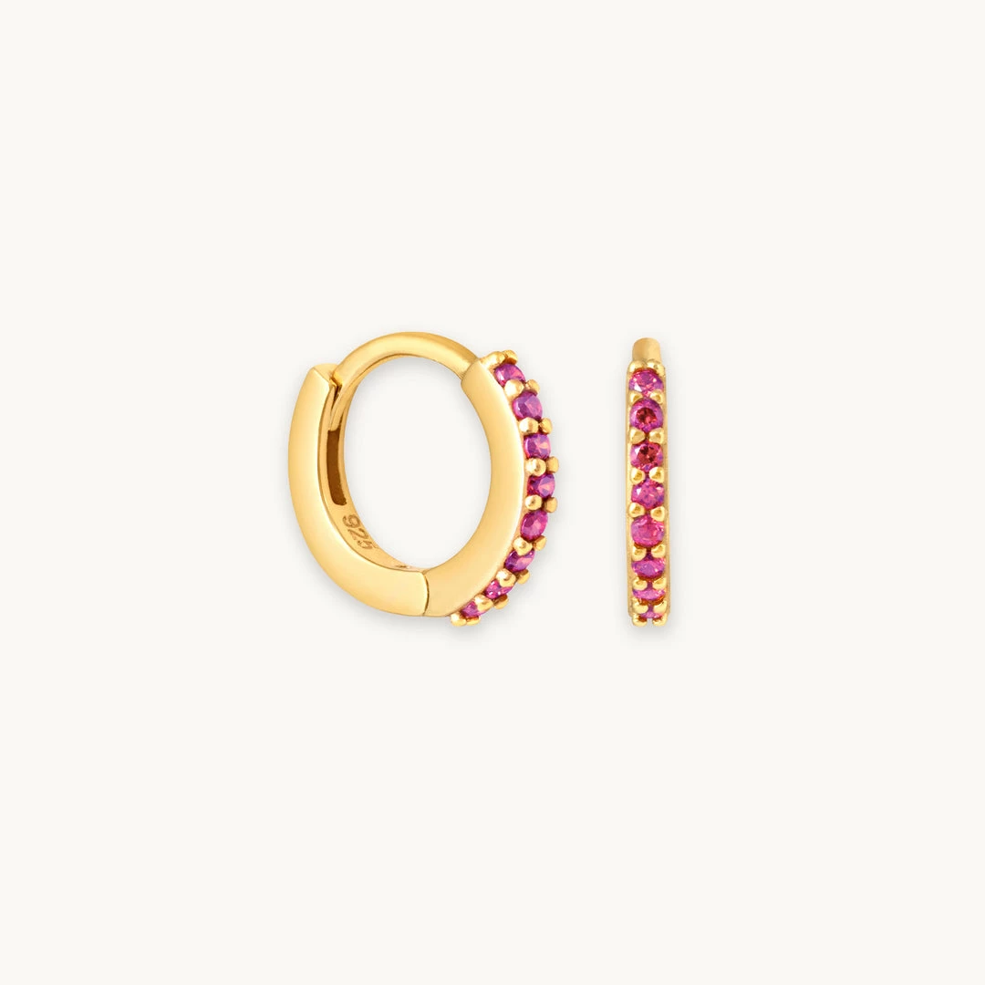 Astrid & Miyu Birthstone Earrings July Birthstone Huggies In Gold With Ruby CZ 3 Astrid & Miyu Birthstone Earrings July Birthstone Huggies In Gold With Ruby CZ