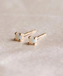 Astrid & Miyu June Birthstone Stud Earrings In Gold With Moonstone CZ