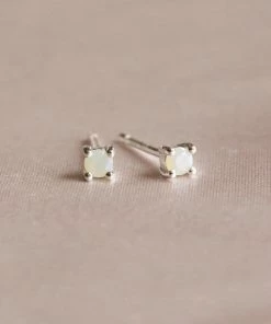 Astrid & Miyu June Birthstone Stud Earrings In Silver With Moonstone CZ